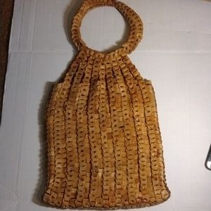 Vintage  rare large woven leather tote